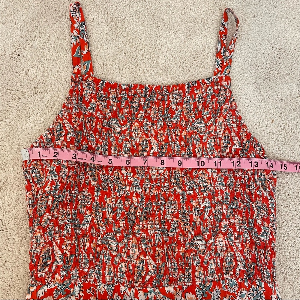 Old Navy Floral Paisley Smocked Midi Dress M Red White Blue Spaghetti Strap NWT - Picture 8 of 13